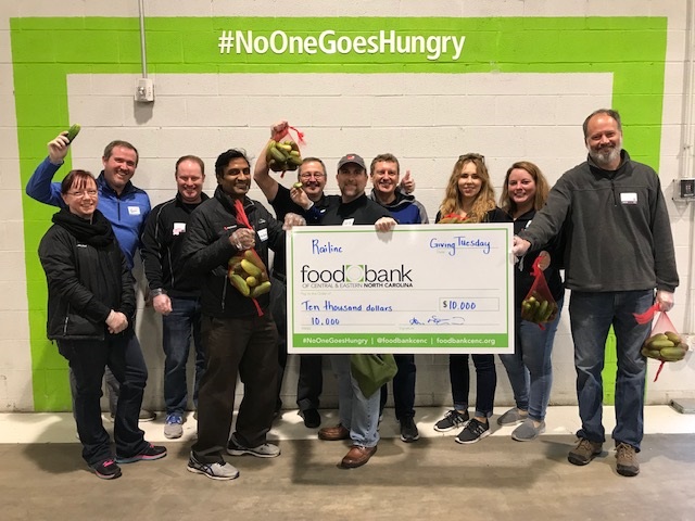 Employees volunteering at Food Bank