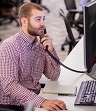 Employee on phone at desk