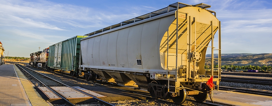 Rail car on rail tracks